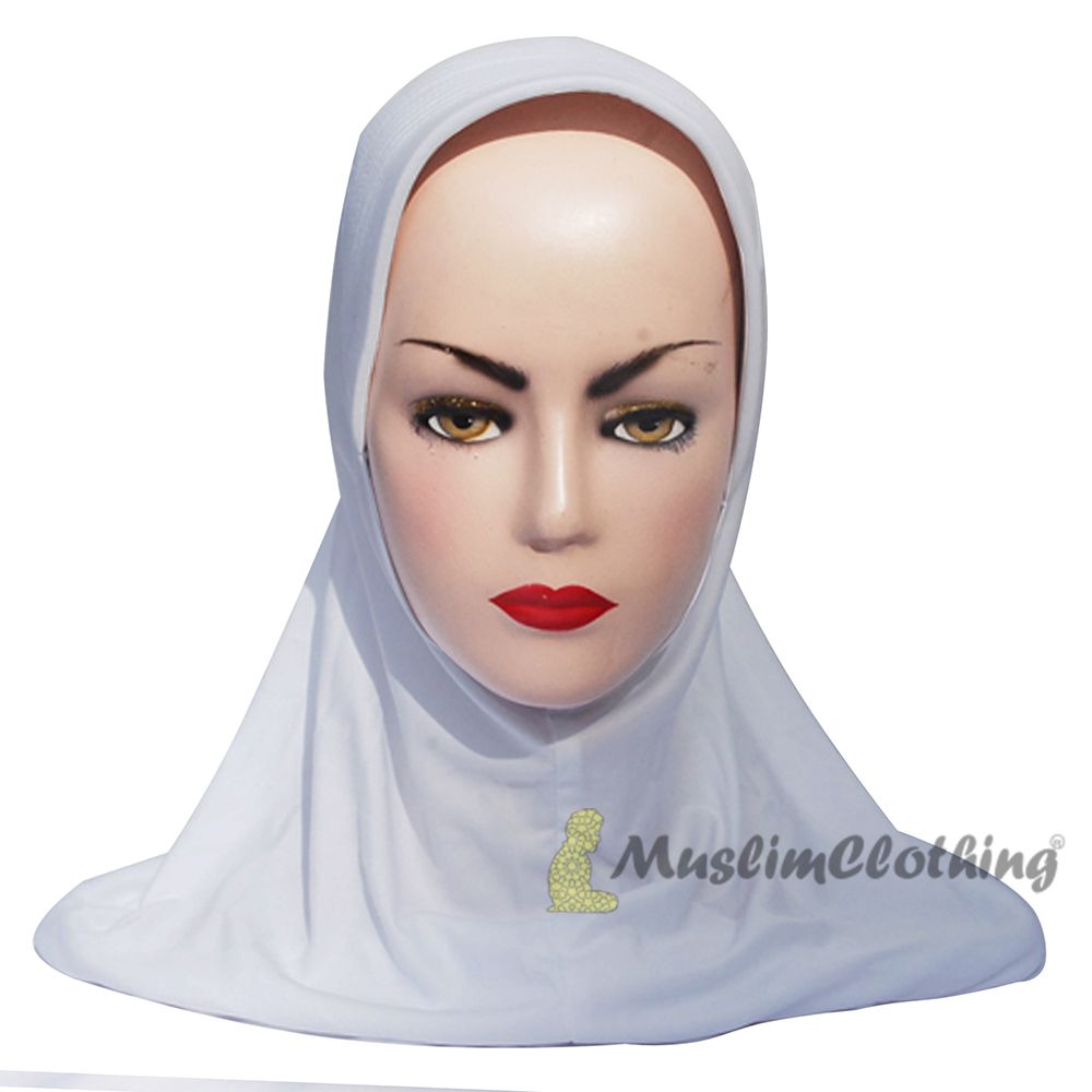 Instant Pull-On Easy Hijab Jilbab In Various White – Padded Visser Shoulder-Length Easy Muslimah Khimar