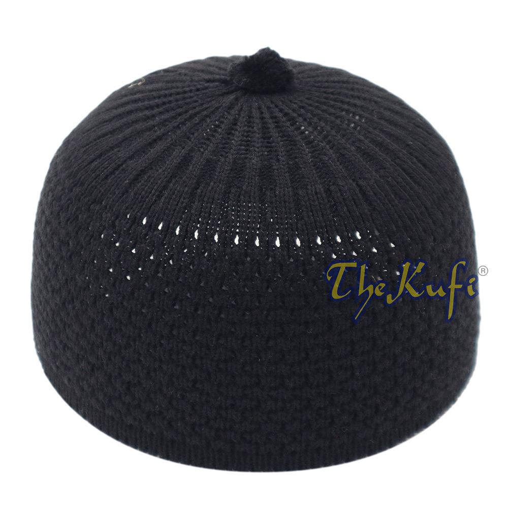 Black Turkish-Style Knit Stretchy Beanie One-Size Kufi