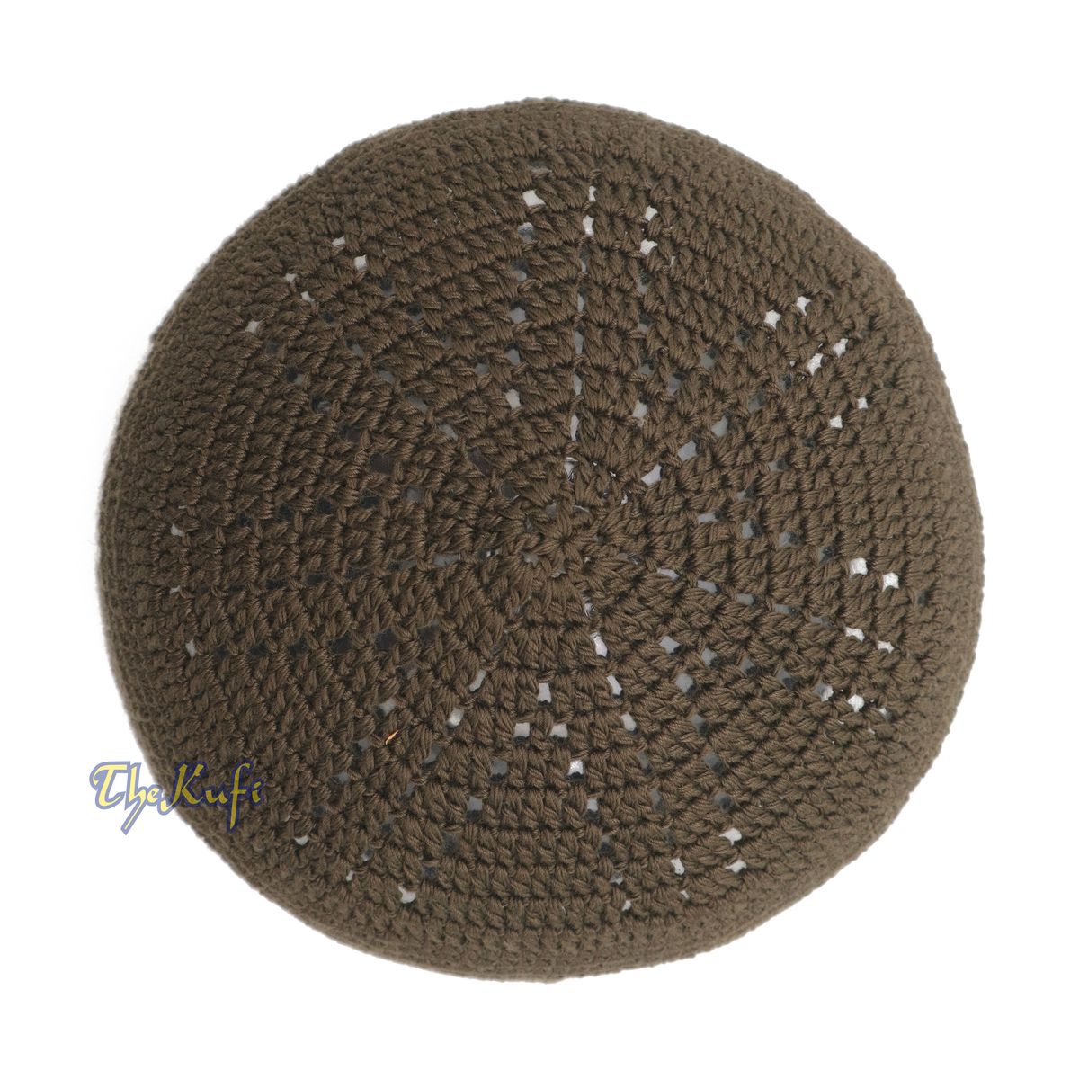 Dark Green Hand-Crocheted Durable Cotton Kufi Hat Cap with White Design