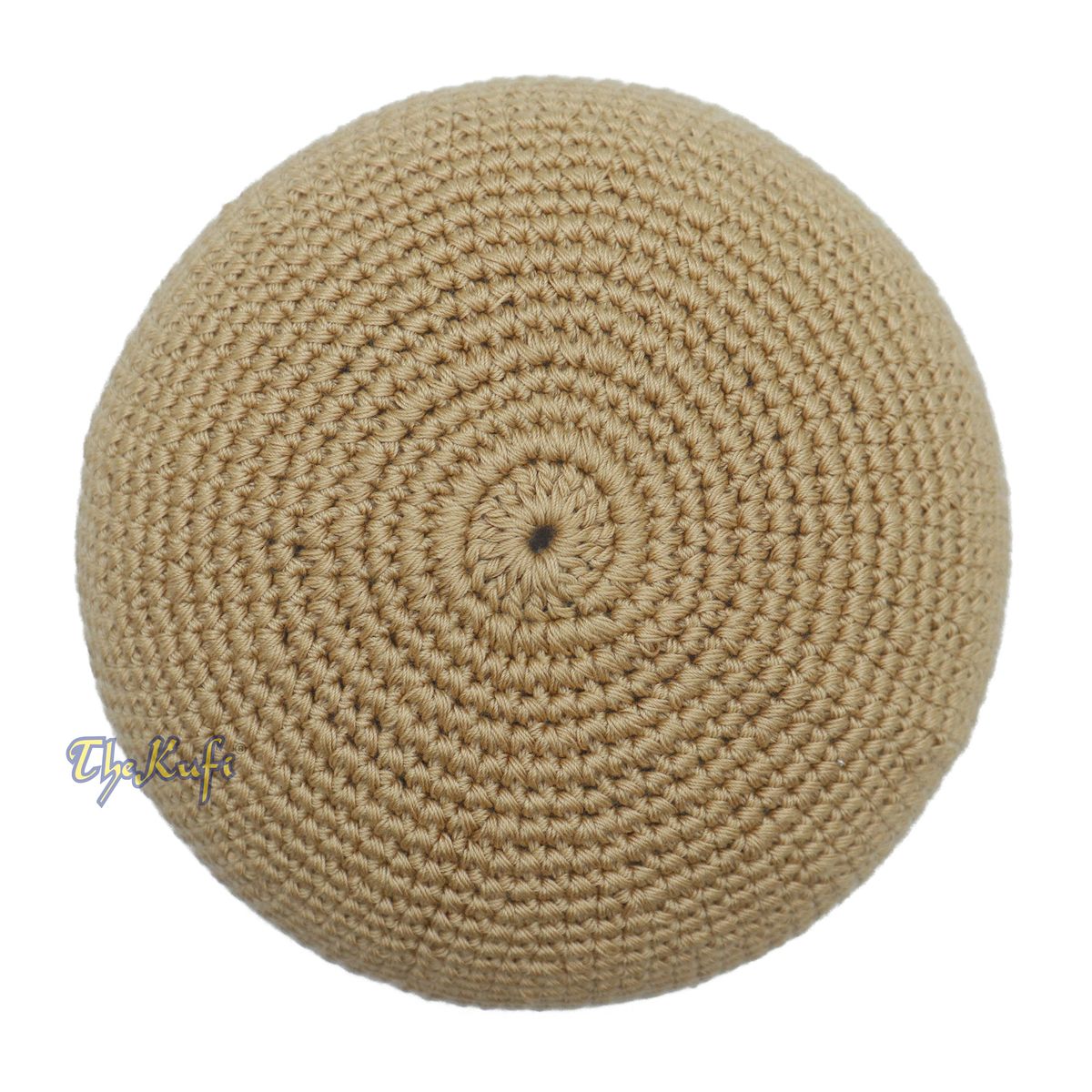 Tan Hand-Crocheted Hand-Crocheted 100% Cotton Jacquard Kufi Hat – One Size Fits Most – Design and Comfortable Fit