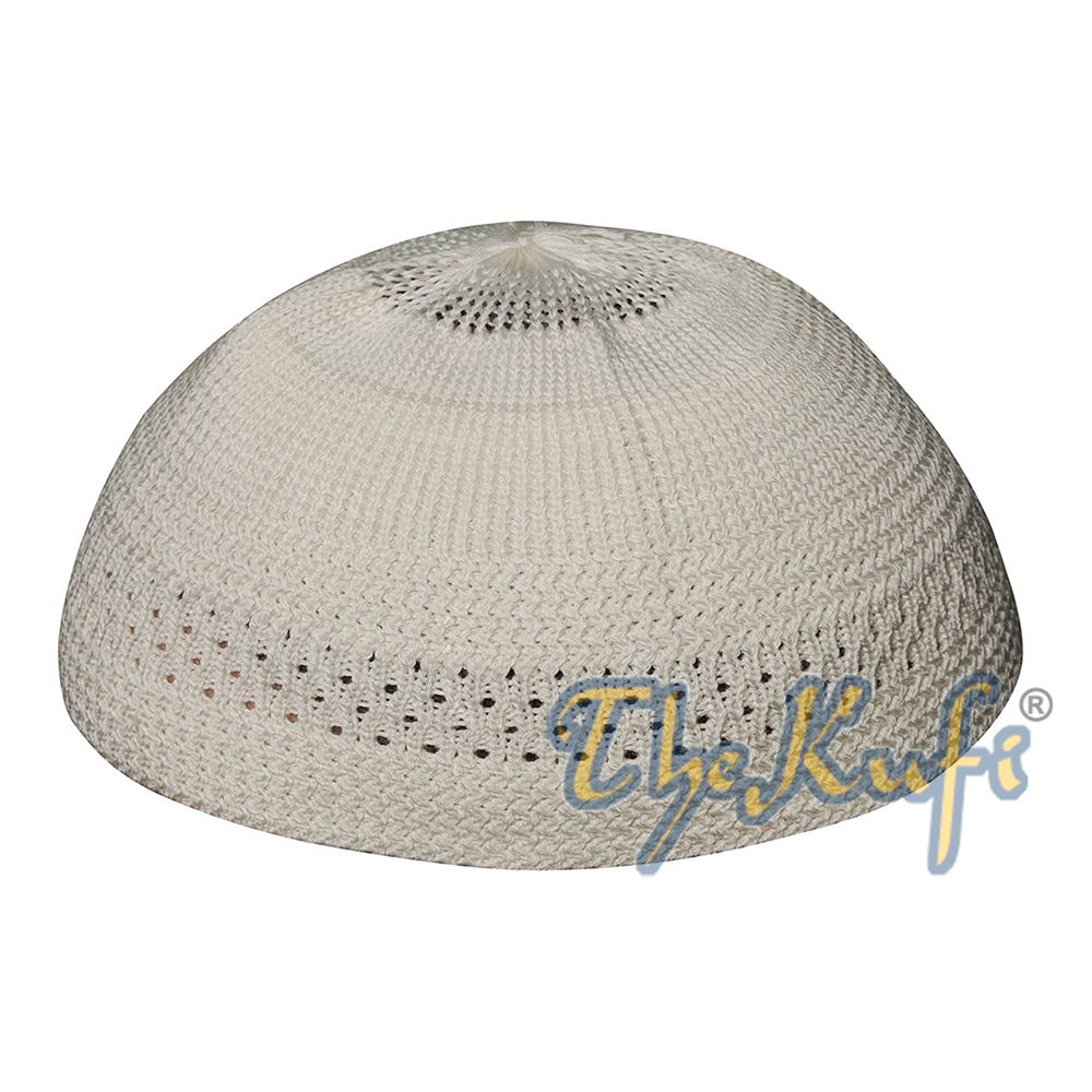 Small Cream Cotton/Nylon Mix Stretch-Knit Kufi Skull Cap
