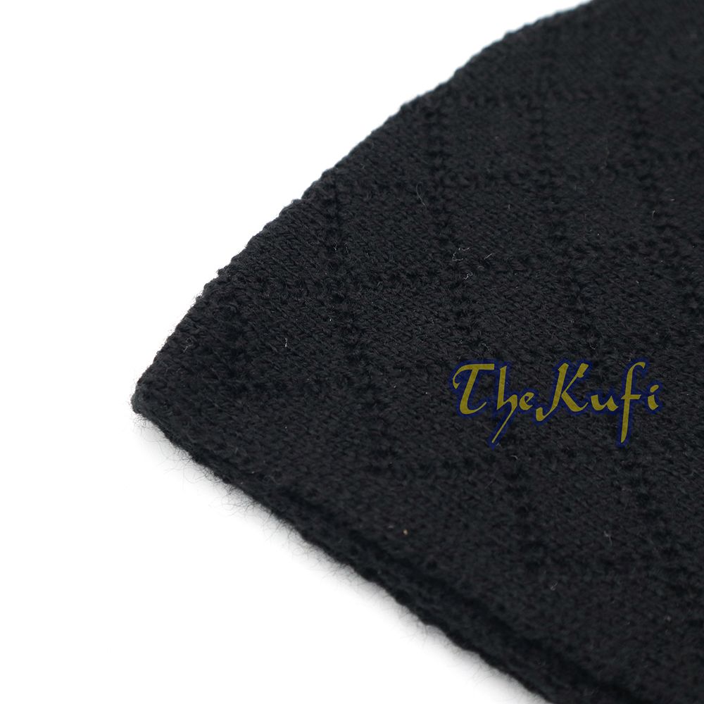 Skull Cap Kufi For Winter – Black Acrylic 2-3 mm Thick Turkish Prayer Hat