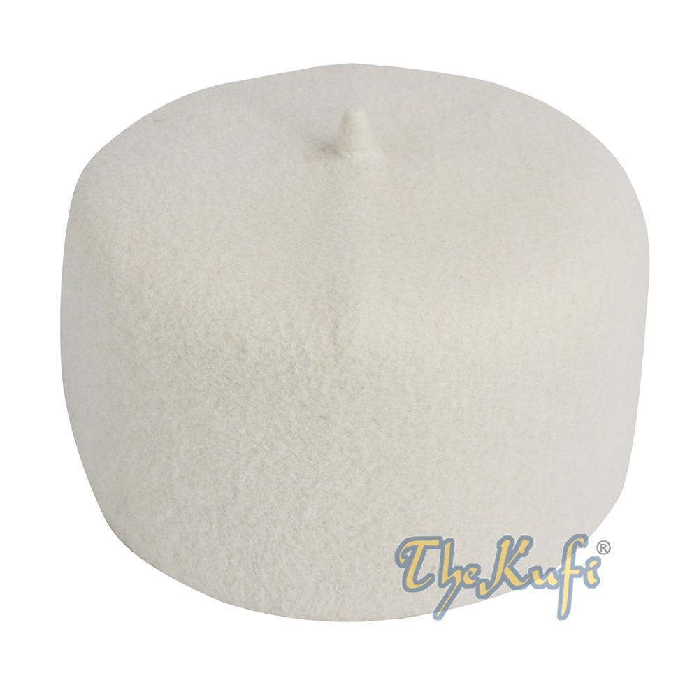 High Quality White Fine Australian Felt Fez Kufi with Tip