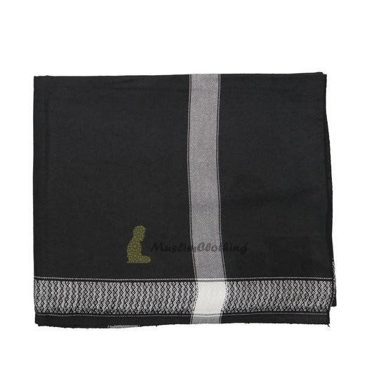 Black Style Sorban Shawl Turban White Border Design 208 x107cm