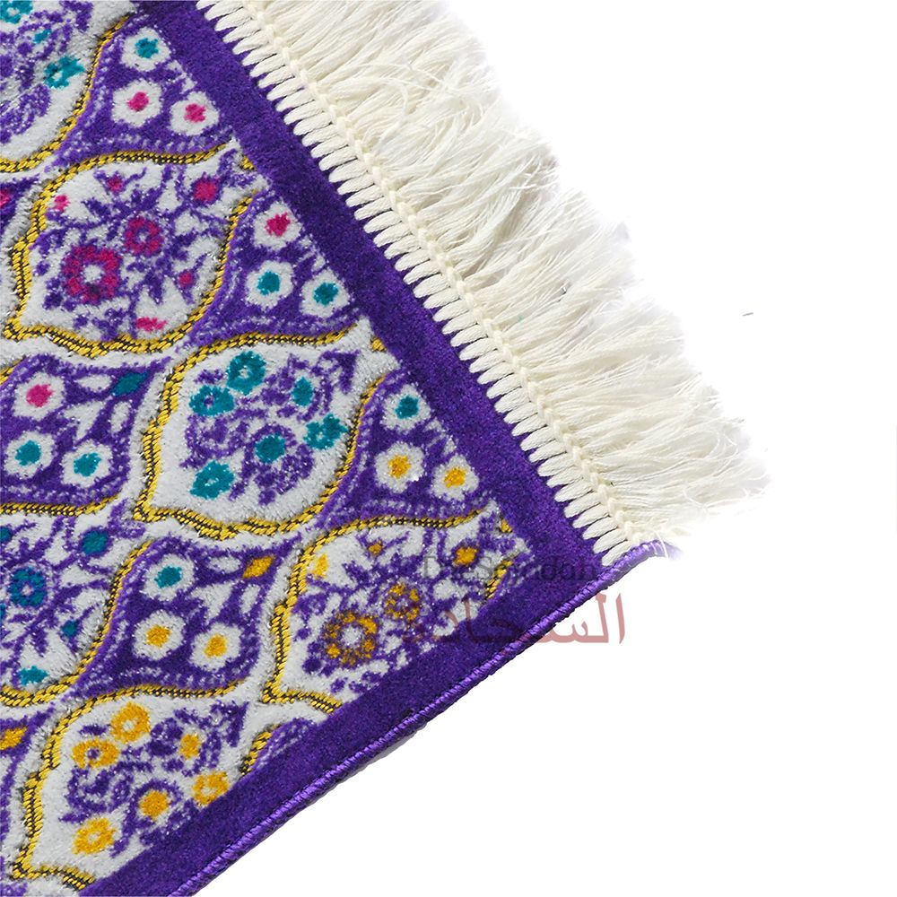 Dark Purple & Dark Blue Mosque Circle Glitter Ribbon Small Prayer Rug 20x40In (51x102cm)