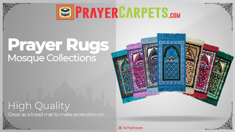 Mosque collection prayer rugs with traditional Islamic designs, high-quality salah mats suitable for daily prayer and travel