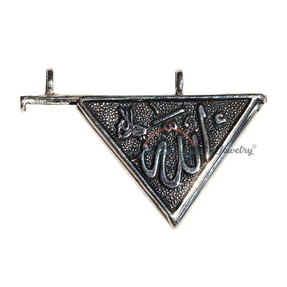 Sterling Silver Openable Triangular Nazar Talisman Pendant and Cord