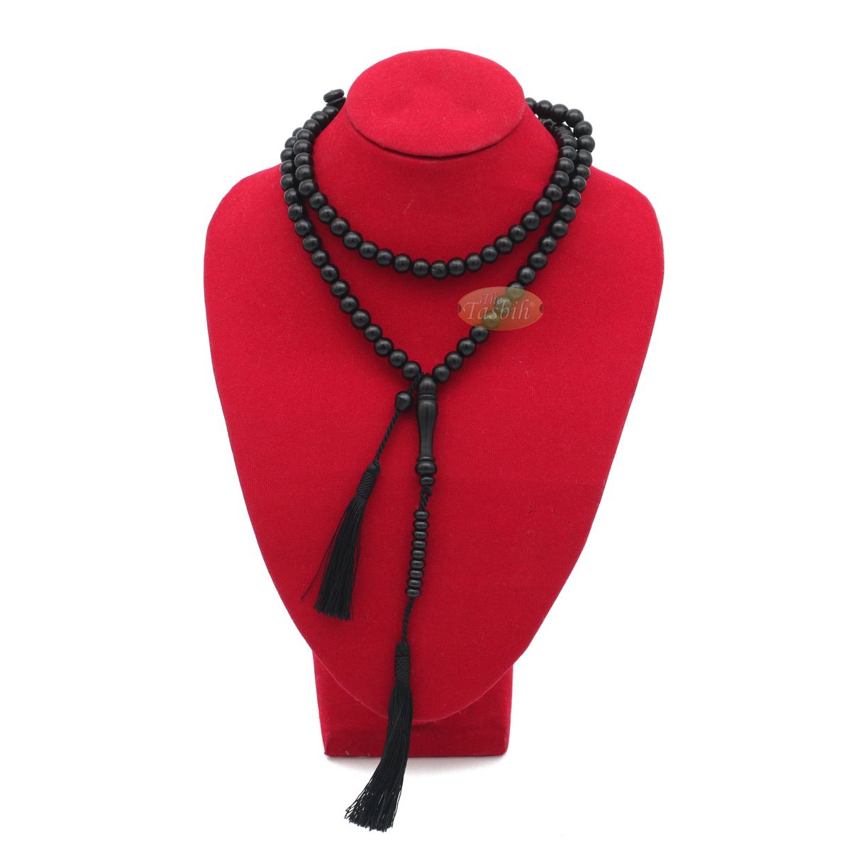 Handcrafted 9 mm Dyed Citrus Wood Black Beads Tasbih Misbaha 99-Beads with Tassels