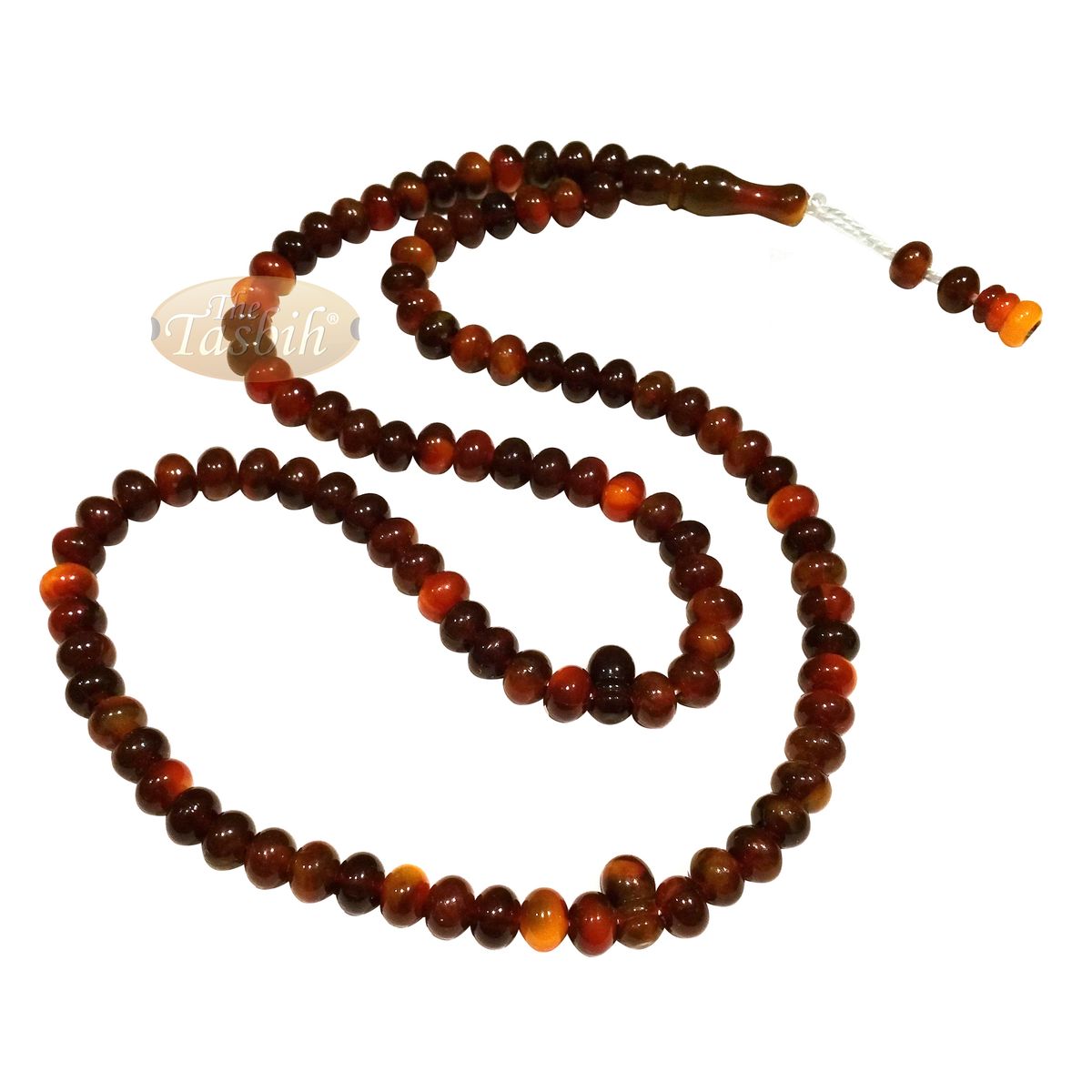 Small Marble Maroon Yellow Plastic Tasbih 6×5 mm Zikr Prayer Beads
