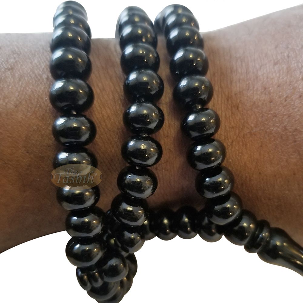 Islamic Subha Beads, Medium-Size Black Hard Monomer 7×8 mm Simple 26-inch
Muslim 99-Bd Tasbeeh Sibha Misbaha Dhikr and Prayer Necklace