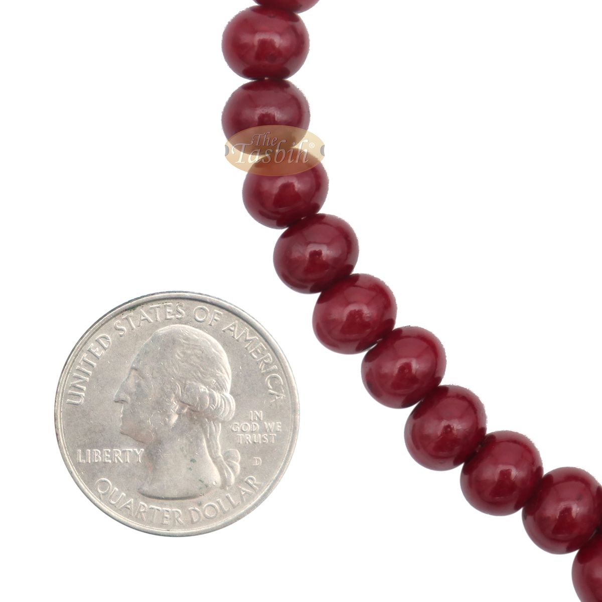 Maroon Med-Size 7×8 mm-Bead Monomer Islamic Prayer Bead Tasbih 2-Chain