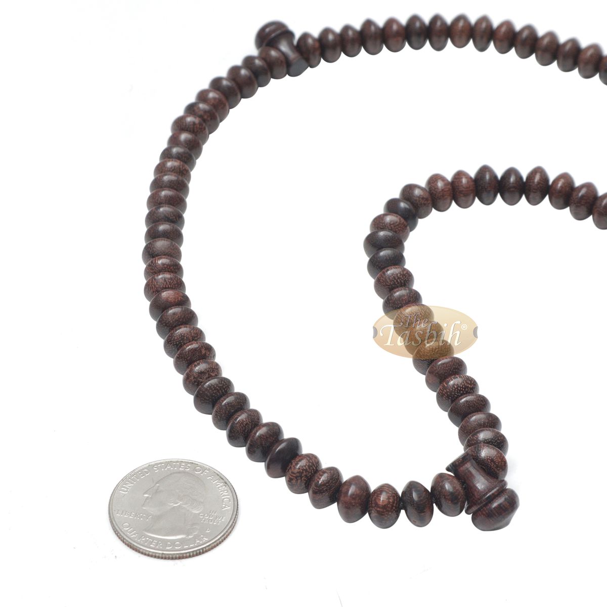 Wooden Islamic Prayer Beads | Saucer-Shape 5 mm Tamarind Tasbih 99 count Misbaha