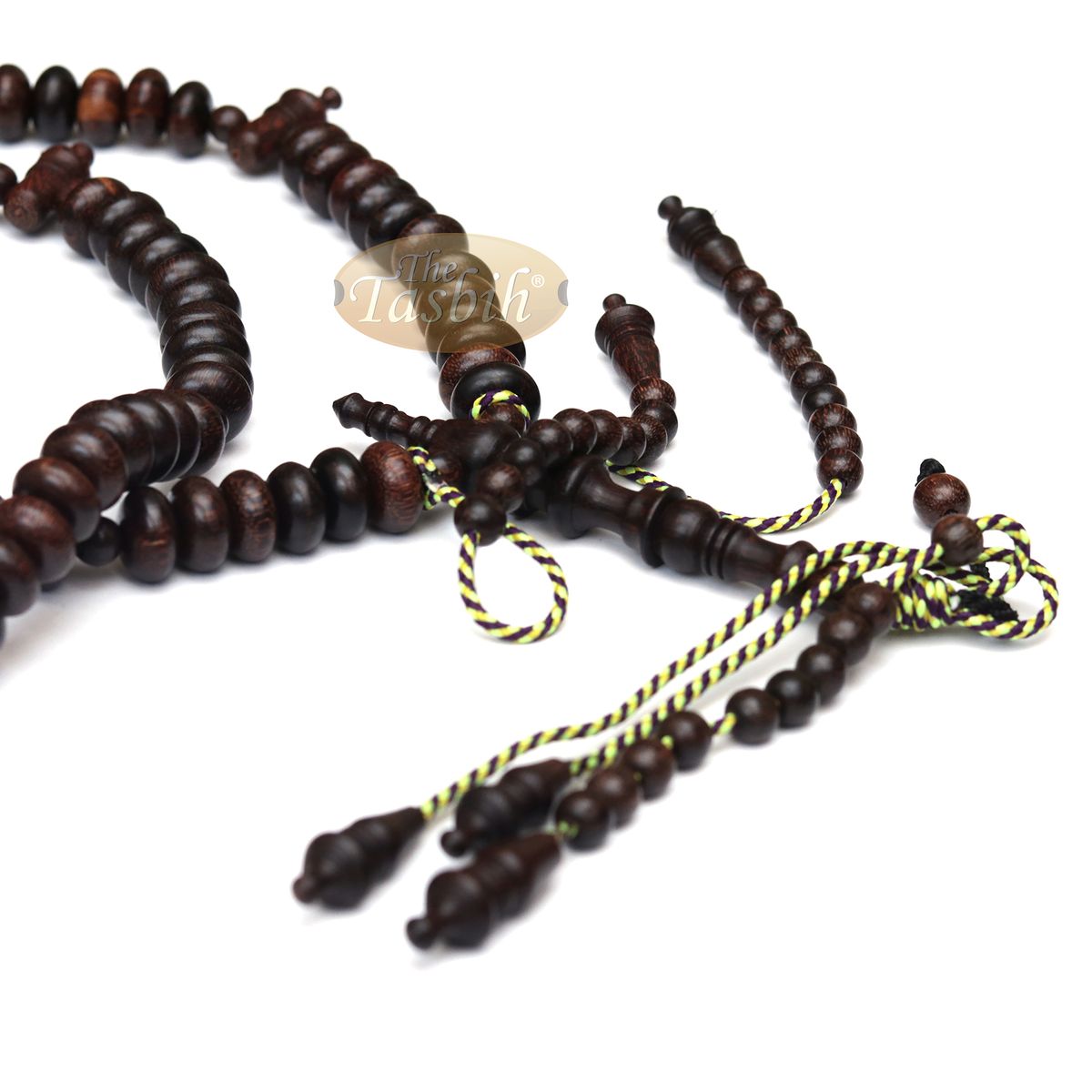 Limited Edition Tijani Tariqah Dhikr Tasbih Muslim Prayer Beads 12×7 mm Oval Beads From Tamarind Wood – Hand Carved Alif Dividers In Gift Box