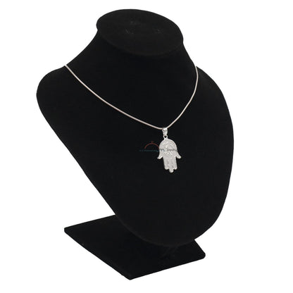 Large-Size Sterling Silver Shiny Hand Allah Hand Diamond-Cut Edge Design Pendant