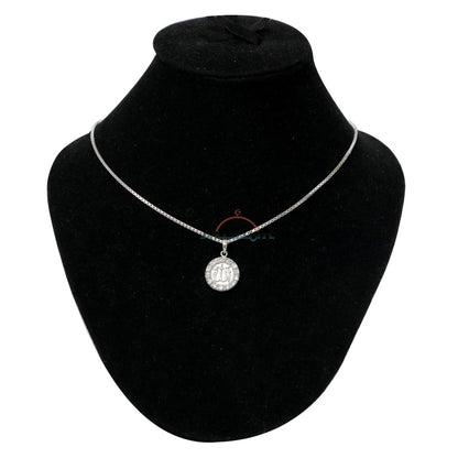 Small Round Allah Pendant with 14 Faceted Cubic Zirconia | Sterling Silver Muslim Jewelry For Necklace 5/8-inch (1.5 cm)