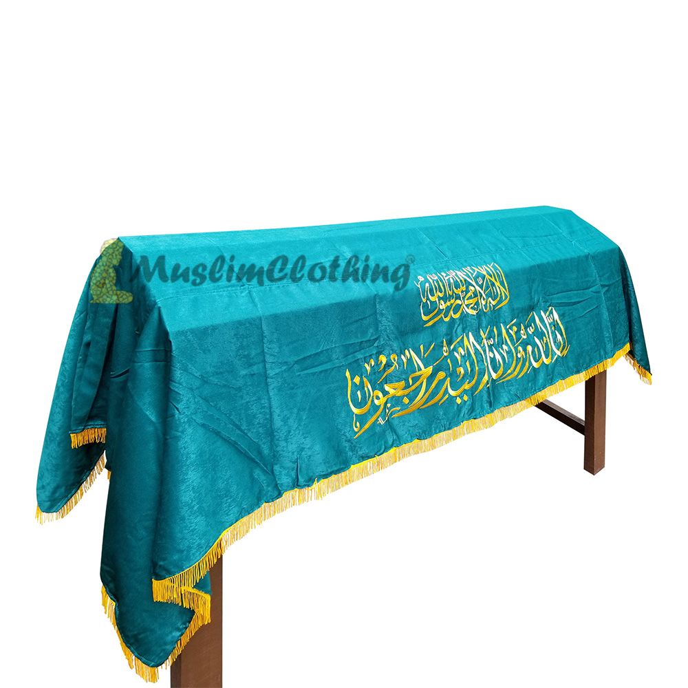 Medium-Weight Velvet Burial Coffin Chadar Casket Cover Islamic Janazah Cloth Green Gold