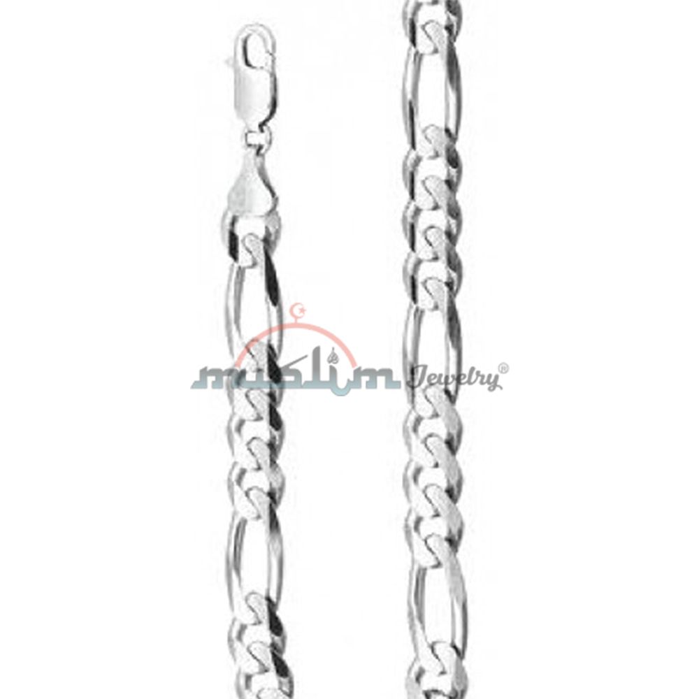 High Quality Sterling Silver 100 Gauge Figaro Chain 4×1 mm Jewelry Necklace
