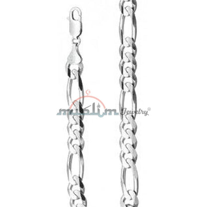 High Quality Sterling Silver 100 Gauge Figaro Chain 4×1 mm Jewelry Necklace
