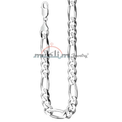 High Quality Sterling Silver 100 Gauge Figaro Chain 4×1 mm Jewelry Necklace