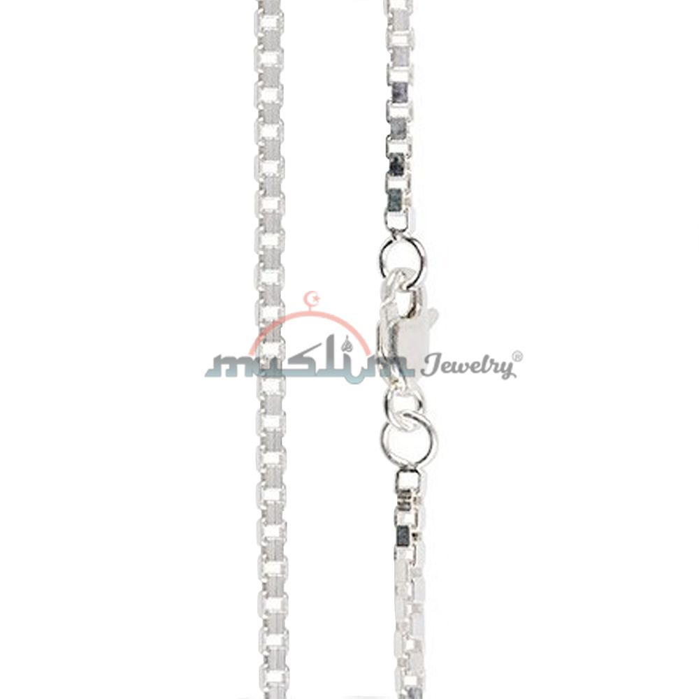 High Quality Sterling Silver Sturdy 35 Gauge Square Box Chain 2×2 mm Jewelry Necklace