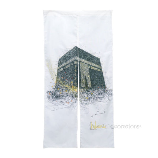 Muslim Door Cover Kabah – Bayt Allah Design 2-Panel Hanging Islamic Mihrab House Decoration – 33×65 inches (85x165cm)