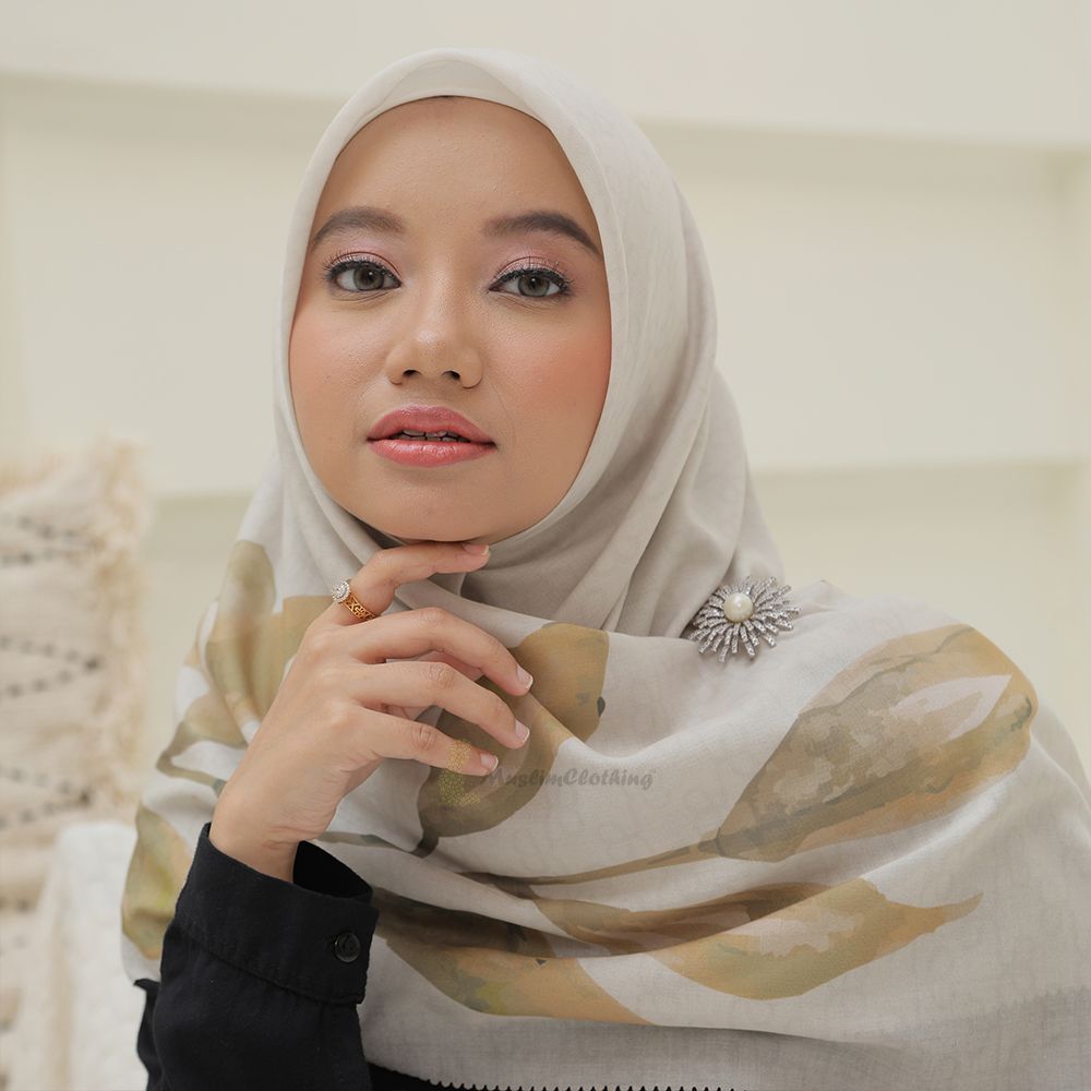 Aisyah Scarves® Cream Aranya Series Ultrafine Voal Scarf Hijab