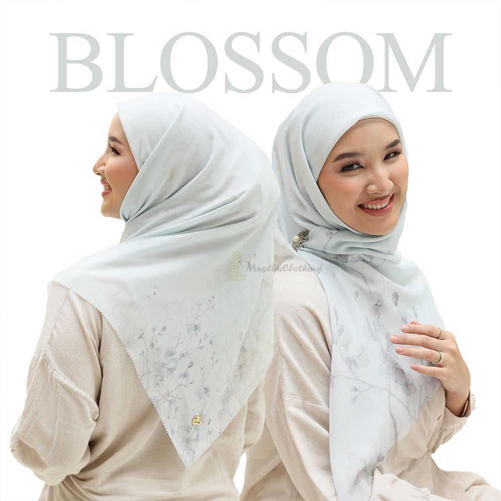 Aisyah Scarves® Bliss Light Blue Blossom Series Scarf Hijab