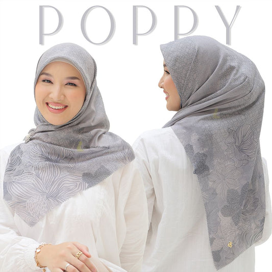 Aisyah Scarves® Gray Poppy Series Scarf Hijab