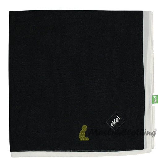 Black with Cream Border Chiffon Scarf Hijab Shawl Islamic Headwear