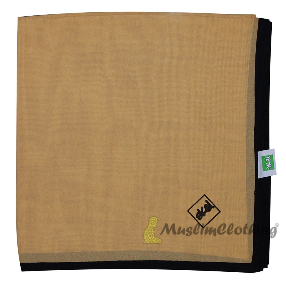 Gold with Black Border Chiffon Scarf Hijab Shawl Islamic Headwear