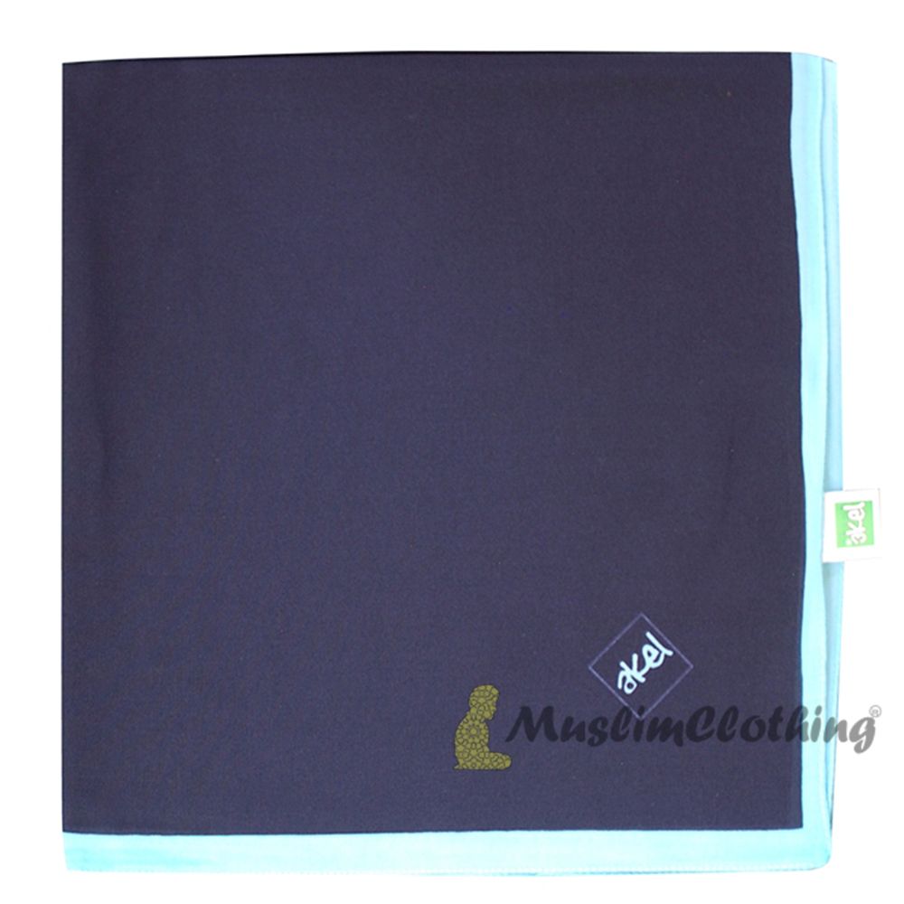 Navy Blue with Light Blue Border Chiffon Scarf Hijab Shawl Islamic Headwear