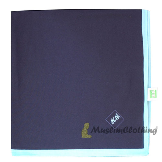 Navy Blue with Light Blue Border Chiffon Scarf Hijab Shawl Islamic Headwear