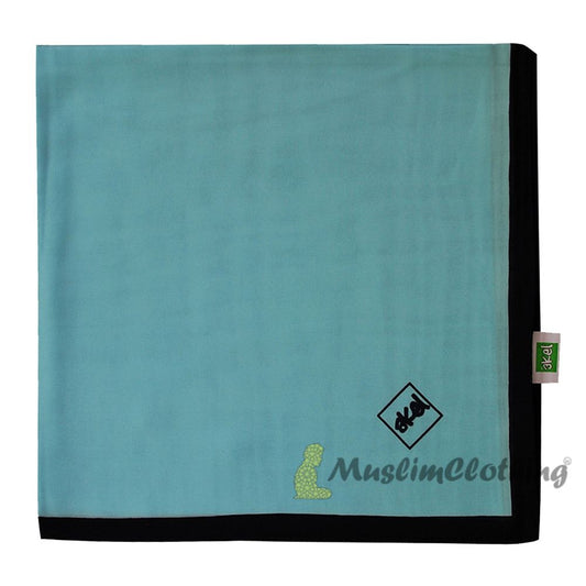 Turquoise with Black Border Chiffon Scarf Hijab Shawl Islamic Headwear