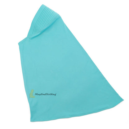 Instant Pull-On Easy Hijab Jilbab In Pastel Turquoise – Padded Visser Shoulder-Length Easy Muslimah Khimar