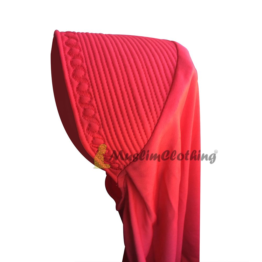 Instant Pull-On Easy Hijab Jilbab In Various Red – Padded Visser Shoulder-Length Easy Muslimah Khimar