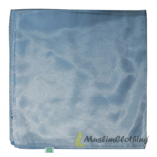 Baby Blue Borderless Satin Scarf Hijab Shawl Islamic Headwear