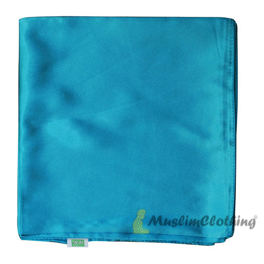 Light Blue Borderless Satin Scarf Hijab Shawl Islamic Headwear