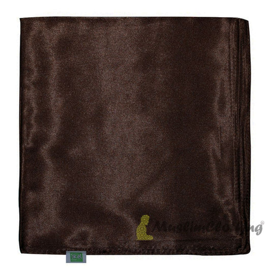 Super Dark Brown Borderless Satin Scarf Hijab Shawl Islamic Headwear