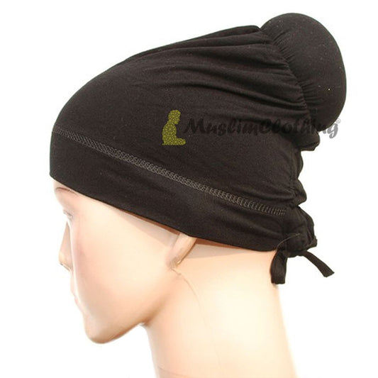 Black Hair One-Sized Soft Polyester Bun Underscarf
