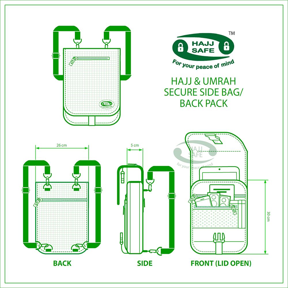 HajjSafe™ Hajj & Umrah – Side and Backpack [Anti-Theft & Secure]