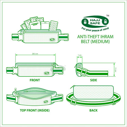 Hajj & Umrah Anti-Theft Reinforced Ihram Belt Waist Pouch Security Safety Travel Accessory 3.1×11-inch