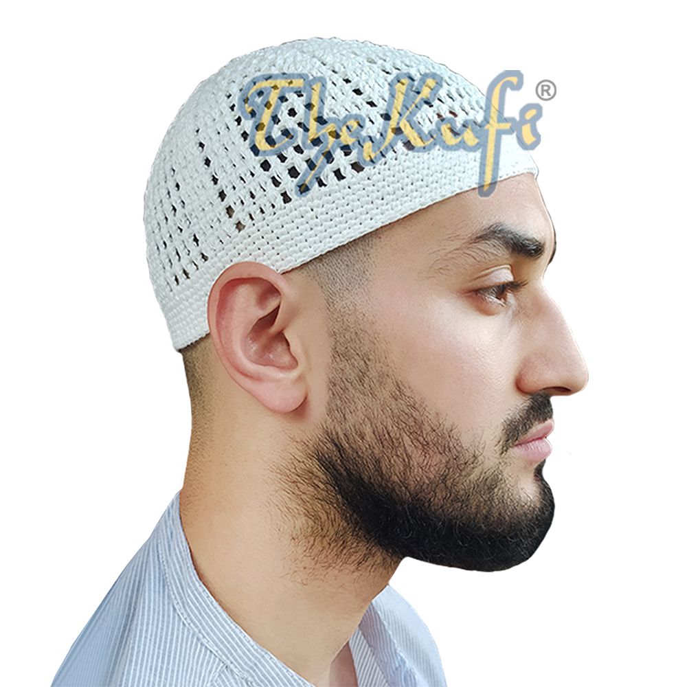 Buy 1 Get 1 Free! White Kufi Cap | Handcrocheted Arifin Ilham Crochet Knitted Muslim Hat