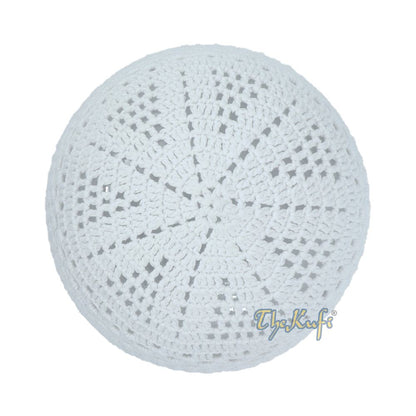 White Cotton Mix Crochet Comfortable Prayer Cap Open Weave Design