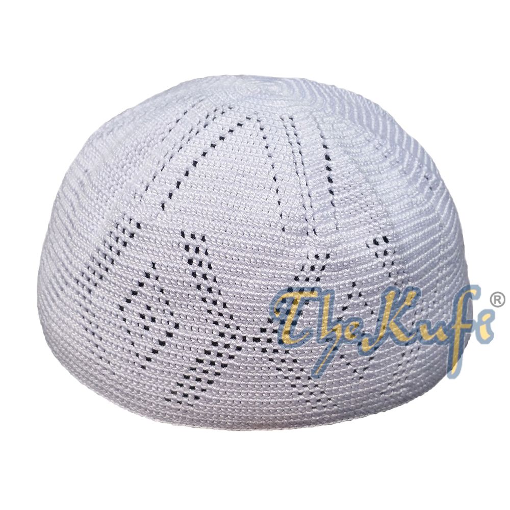 Lot of 12 Hand-Crochet White Sanaa Open-weave Kufis Skull Cap