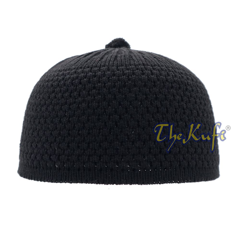 Black Turkish-Style Knit Stretchy Beanie One-Size Kufi