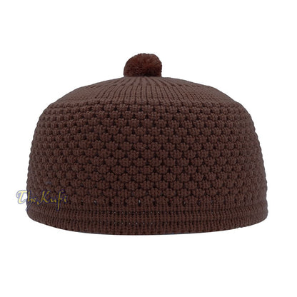 Dark Brown Turkish-Style Stretchy Winter Kufi Beanie Cap