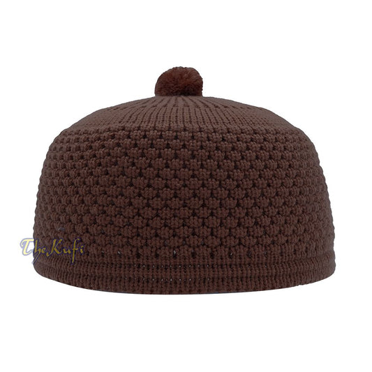 Dark Brown Turkish-Style Stretchy Winter Kufi Beanie Cap