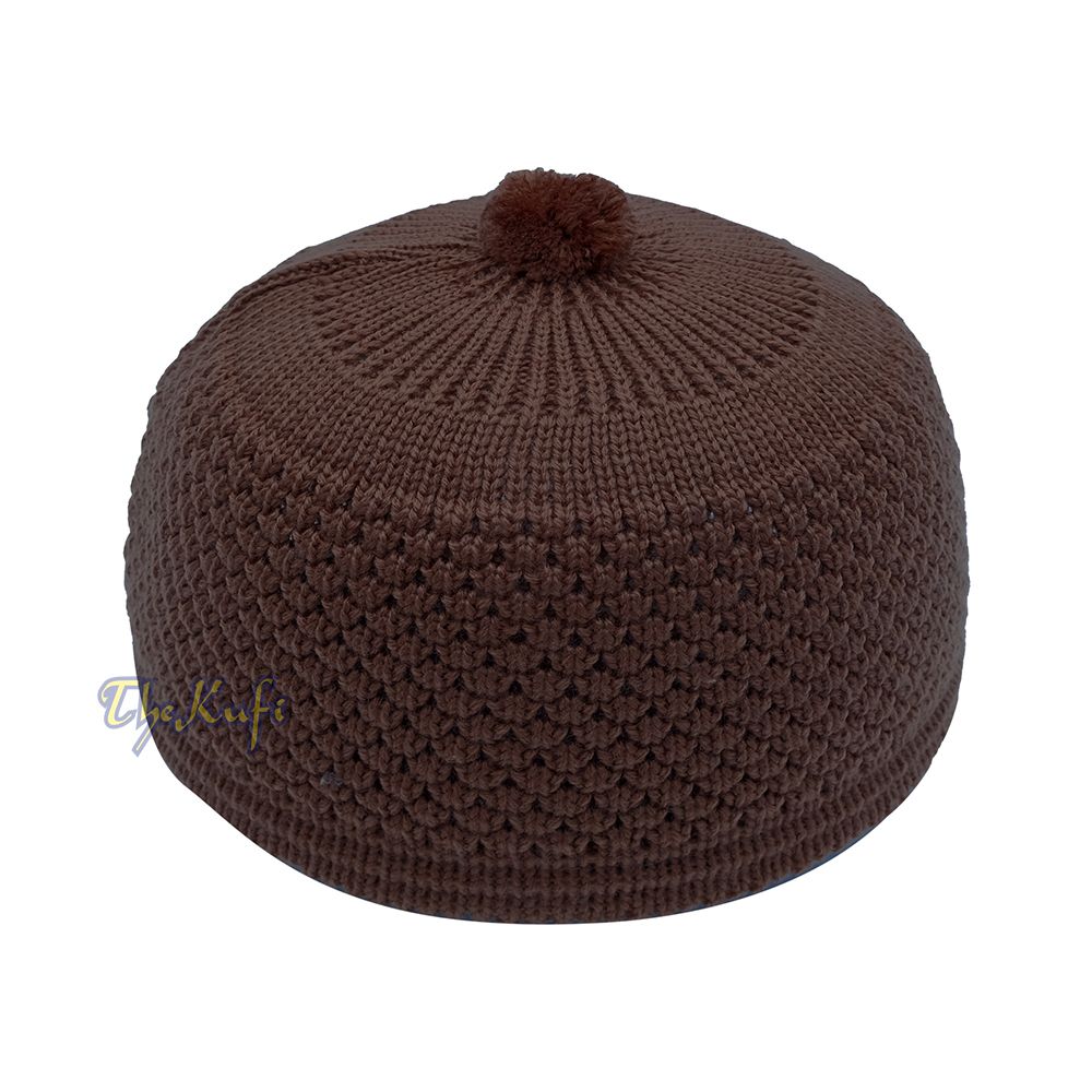Dark Brown Turkish-Style Stretchy Winter Kufi Beanie Cap