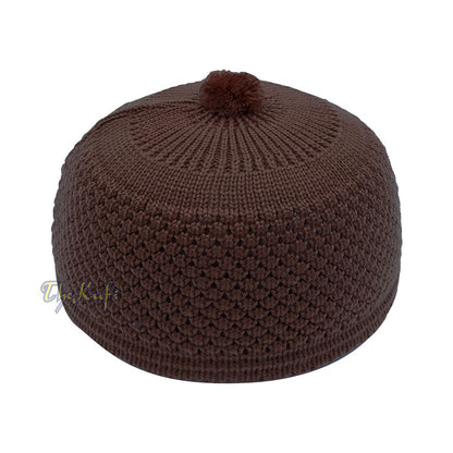 Dark Brown Turkish-Style Stretchy Winter Kufi Beanie Cap