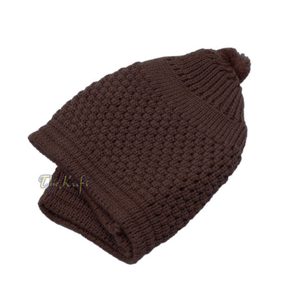 Dark Brown Turkish-Style Stretchy Winter Kufi Beanie Cap